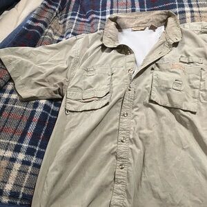 Khaki Short Sleeve Button-Up Shirt